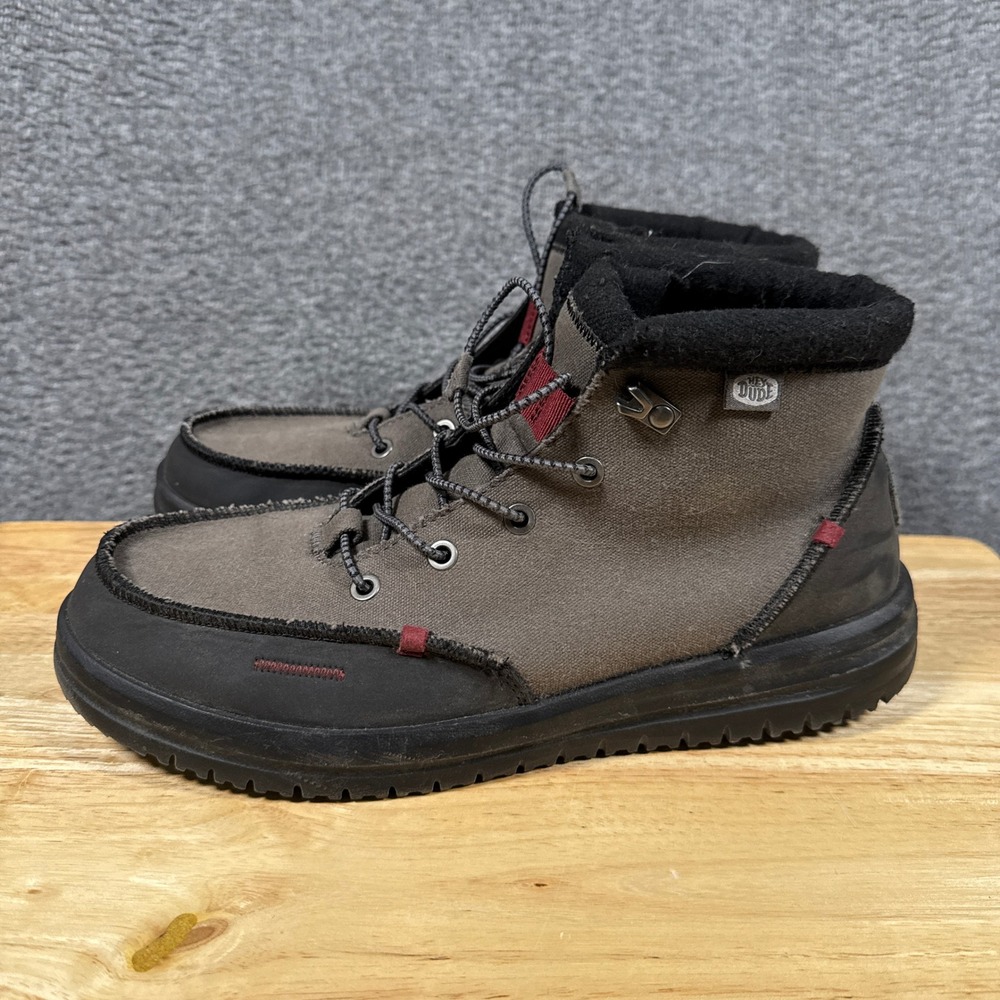 Hey Dude Bradley Waxed Canvas Boots Mens 11 Grey Black Chukka Ankle